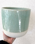 Two Tone Ceramic Pot With Green Detail