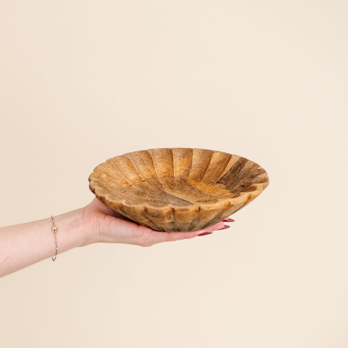 Scalloped Wooden Dish