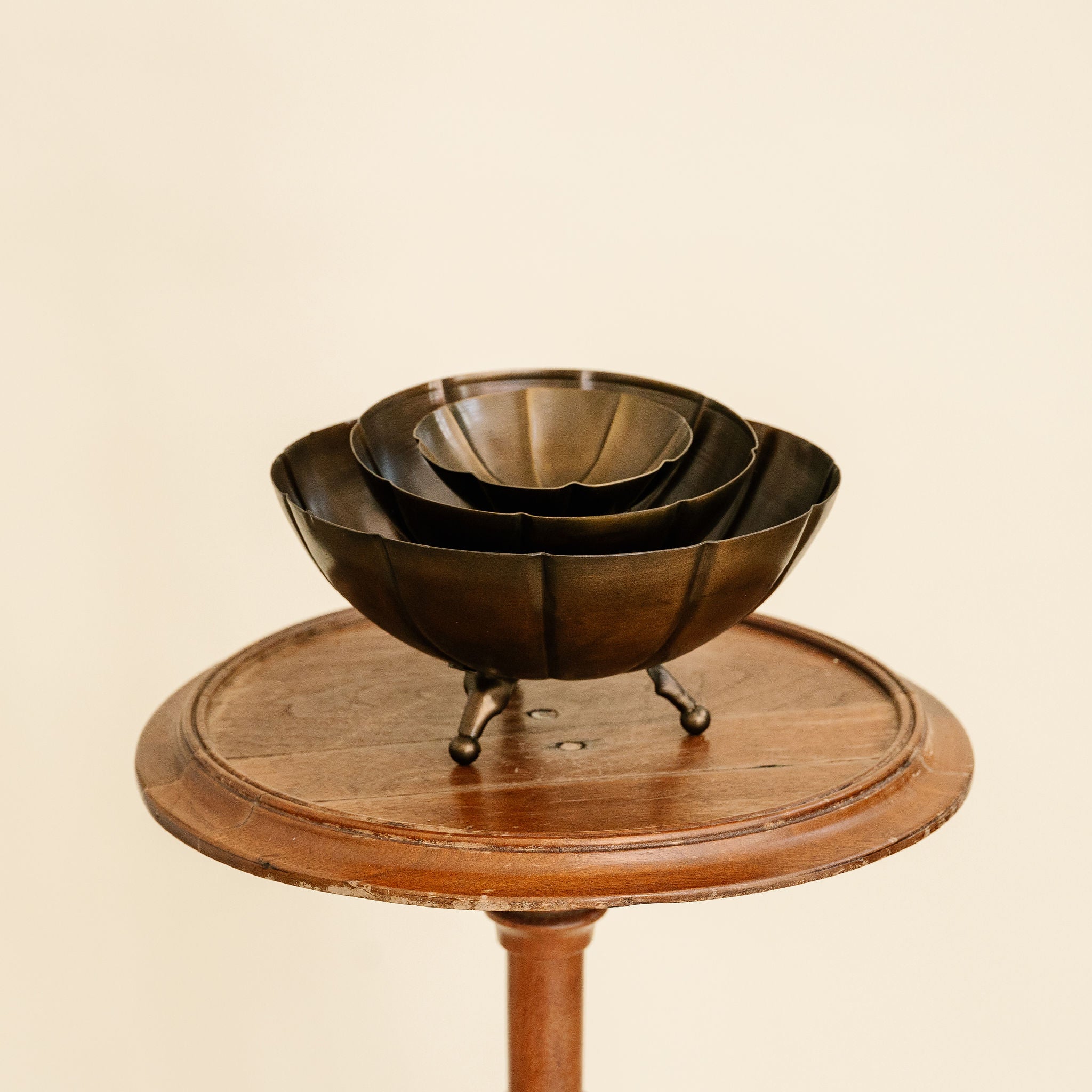Brass Scalloped Footed Bowls