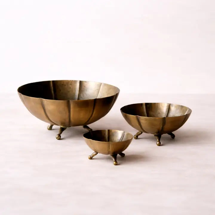 Brass Scalloped Footed Bowls